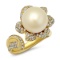 14K YELLOW GOLD NATURAL PEARL 0.90CT DIAMOND RING