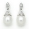 14KT WG 10-10Â½MM DROP FRESH WATER PEARL & DIAMOND EARRING