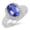 18K WHITE GOLD 2.25CT TANZANITE .20CT DIAMOND RING