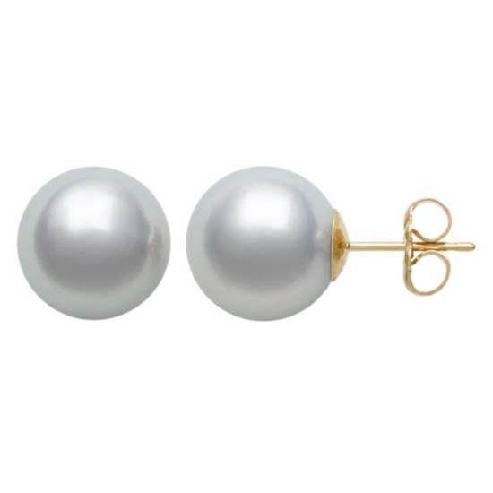 SOUTH SEA 14KT YG Round AAA Quality 8MM Stud Earring
