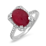 14K WHITE GOLD 1.65CT RUBY 0.80CT DIAMOND RING