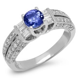 18K WHITE GOLD 0.55CT TANZANITE 0.61CT DIAMOND RING