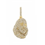 14K YELLOW GOLD 1.47CT DIAMOND MALE FACE PENDANT