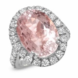 14K WHITE GOLD 1.00CT MORGANITE 0.55CT DIAMOND RING