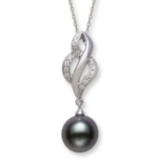 14KT WG 8-9MM TAHITIAN PEARL & DIAMOND PENDANT