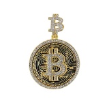 14K YELLOW GOLD 1.41CT BITCOIN PENDANT