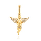 14K YELLOW GOLD 0.59CT DIAMOND ANGEL PENDANT