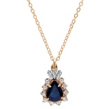 14K YELLOW GOLD 2.00CT NATURLA SAPPHIRE 0.80CT DIAMOND PENDANT