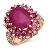 14K YELLOW GOLD 3.55CT RUBY 0.55CT DIAMOND RING