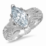 14K WHITE GOLD 3.00CT SAPPHIRE 0.40CT DIAMOND RING