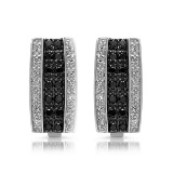 14K WHITE GOLD BLACK & WHITE 1.20CT DIAMOND EARRINGS