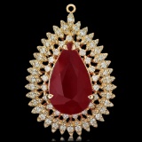 14K YELLOW GOLD 7.00CT RUBY 3.00CT DIAMOND PENDANT