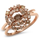 14K ROSE GOLD 1.13CT CHAMPAGNE DANCING DIAMOND RING