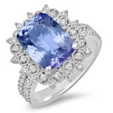 14K WHITE GOLD 4.13CT TANZANITE 0.75CT DIAMOND RING