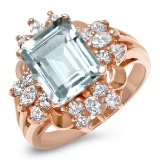 14K ROSE GOLD 2.81CT AQUAMARINE 1.00CT DIAMOND RING