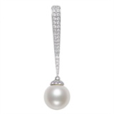 14KT WG 9-10MM FRESH WATER PEARL & DIAMOND PENDANT