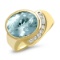 14K YELLOW GOLD 4.00CT AQUAMARINE 1.30CT DIAMOND RING