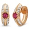 14K YELLOW GOLD 0.65CT NATURAL RUBY 1.05CT DIAMOND EARRINGS