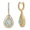 14K YELLOW GOLD 2.55CT AQUAMARINE 2.05CT DIAMOND EARRINGS