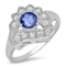 14K WHITE GOLD 0.65CT TANZANITE 0.30CT DIAMOND RING