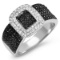 14K WHITE GOLD 1.25CT BLACK & WHITE DIAMOND RING