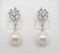 14KT WG 8-9MM FRESH WATER PEARL & DIAMOND EARRING