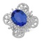 18K WHITE GOLD 12.10CT TANZANITE 3.40CT DIAMOND RING