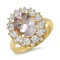 14K YELLOW GOLD 3.00CT MORGANITE 1.66CT DIAMOND RING