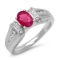 14K WHITE GOLD 0.85CT RUBY 0.29CT DIAMOND RING