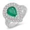 14K WHITE GOLD 1.80CT EMERALD 1.55CT DIAMOND RING