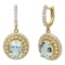 14K YELLOW GOLD 8.00CT AQUAMARINE 2.00CT DIAMOND EARRINGS