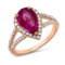 14K YELLOW GOLD 1.13CT NATURAL ROSE CUT RUBY 0.90CT DIAMOND RING