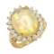 14K YELLOW GOLD 4.25CT OPAL 0.95CT DIAMOND RING