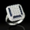 18K WHITE GOLD 1.40CT SAPPHIRE 1.38CT DIAMOND RING