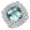 14K WHITE GOLD 28.98CT AQUAMARINE 3.00CT DIAMOND RING