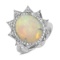 14K WHITE GOLD 5.74CT OPAL 0.89CT DIAMOND RING