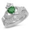 14K WHITE GOLD 1.00CT EMERALD 0.75CT DIAMOND RING