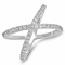 14K WHITE GOLD 0.70CT DIAMOND X RING