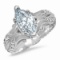 14K WHITE GOLD 3.00CT SAPPHIRE 0.40CT DIAMOND RING