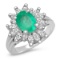 14K WHITE GOLD 1.30CT COLUMBIAN EMERALD 1.25CT DIAMOND RING