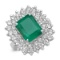 14K WHITE GOLD 5.96CT EMERALD 3.10CT DIAMOND RING