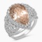 14K WHITE GOLD 4.98CT MORGANITE 1.80CT DIAMOND RING