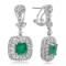 18K WHITE GOLD 1.90CT EMERALD 2.20CT DIAMOND EARRINGS