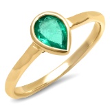 14K YELLOW GOLD 0.90CT COLUMBIAN EMERALD RING