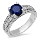 14K WHITE GOLD 1.25CT TANZANITE 1.00CT DIAMOND RING