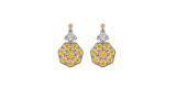 14K WHITE GOLD 7.00CT CITRINE 2.00CT DIAMOND EARRINGS