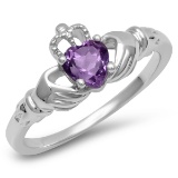 14K WHITE GOLD 0.25CT HEART SHAPED AMETHYST RING