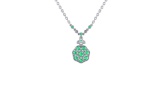 14K WHITE GOLD 3.50CT EMERALD 1.00CT DIAMOND PENDANT WITH CHAIN