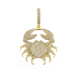 14K YELLOW GOLD 1.51CT DIAMOND CANCER ZODIAC SIGN PENDANT