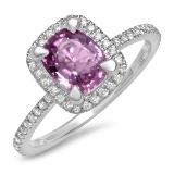 18K WHITE GOLD 1.75CT PINK SAPPHIRE 0.95CT DIAMOND RING